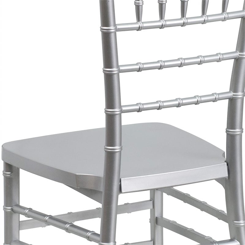 Bowery Hill Resin Stacking Chiavari Dining Chair in Silver