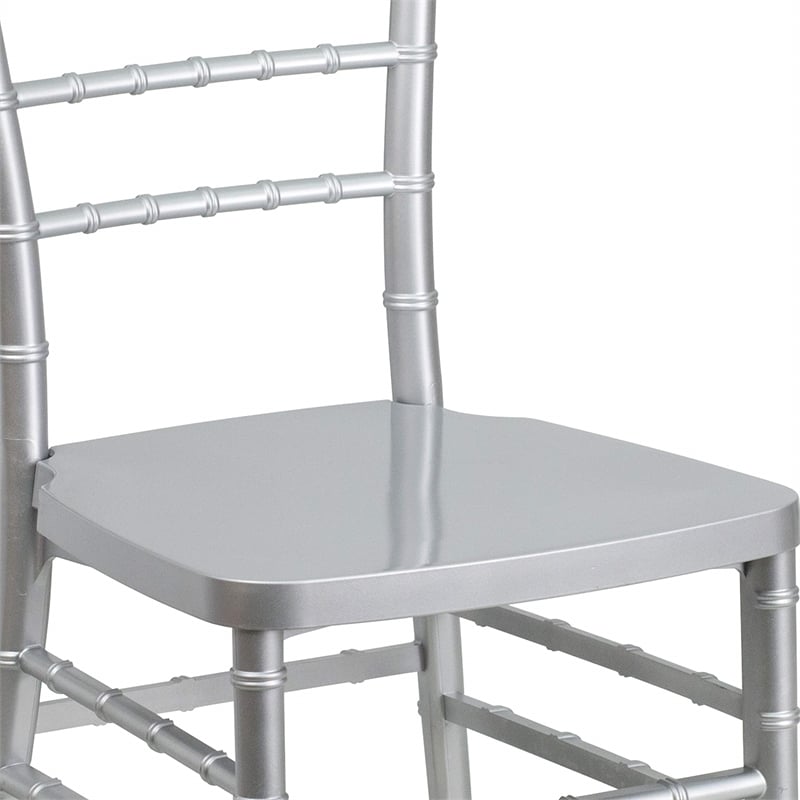 Bowery Hill Resin Stacking Chiavari Dining Chair in Silver
