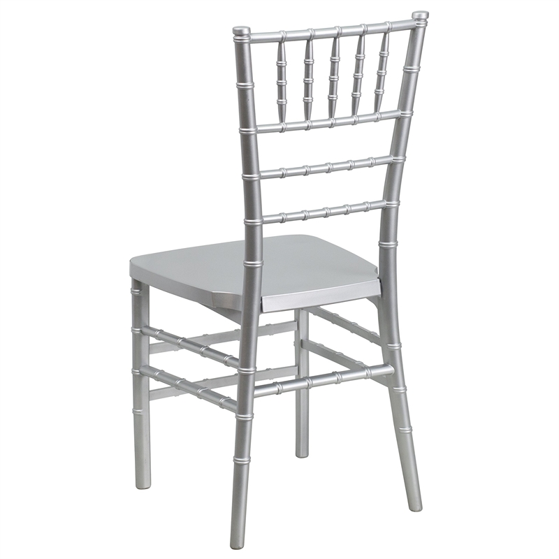 Bowery Hill Resin Stacking Chiavari Dining Chair in Silver