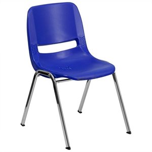 bowery hill ergonomic shell stacking chair in navy