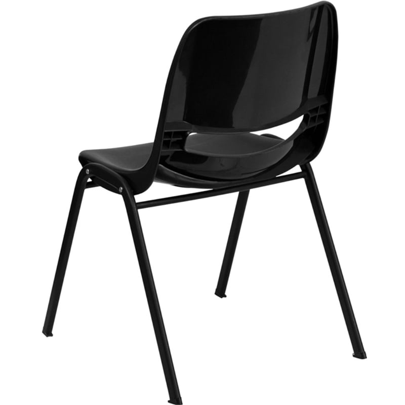 Bowery Hill Ergonomic Shell Stacking Chair in Black