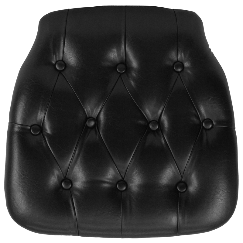 Bowery Hill Hard Tufted Vinyl Chiavari Chair Cushion in Black