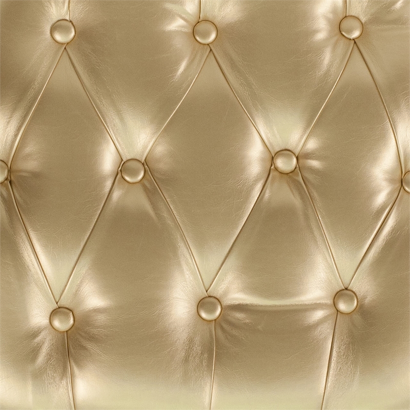 Bowery Hill Hard Tufted Vinyl Chiavari Chair Cushion in Gold