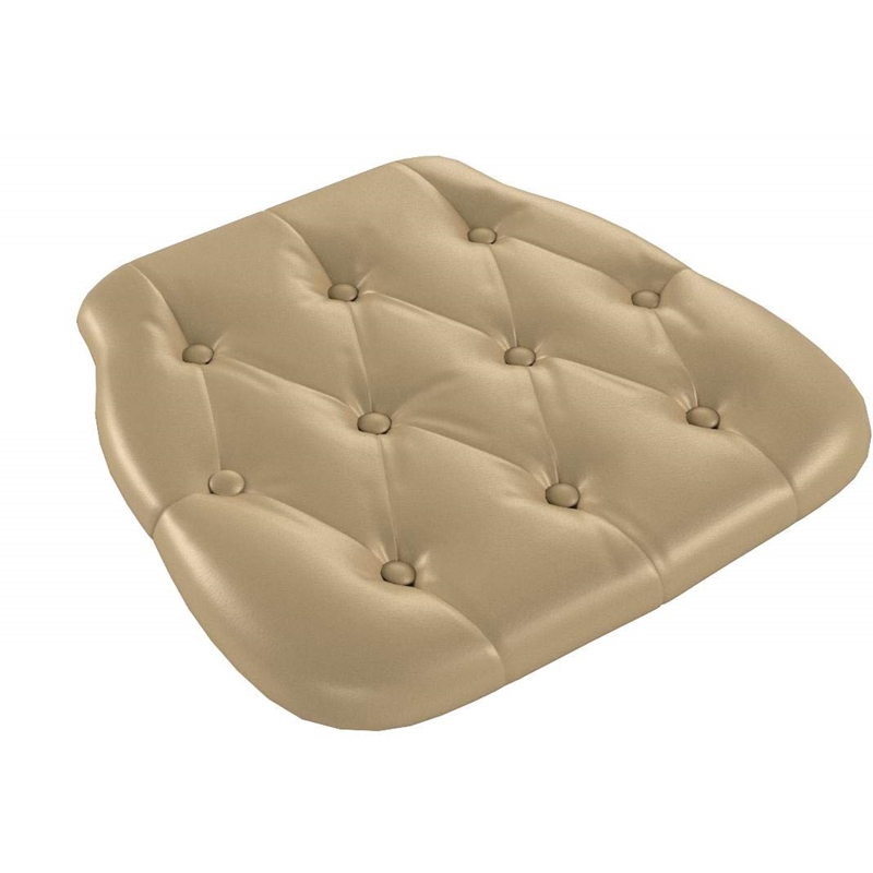 Bowery Hill Hard Tufted Vinyl Chiavari Chair Cushion in Gold