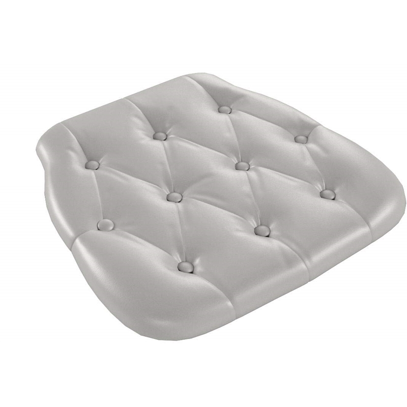 Bowery Hill Hard Tufted Vinyl Chiavari Chair Cushion in Silver