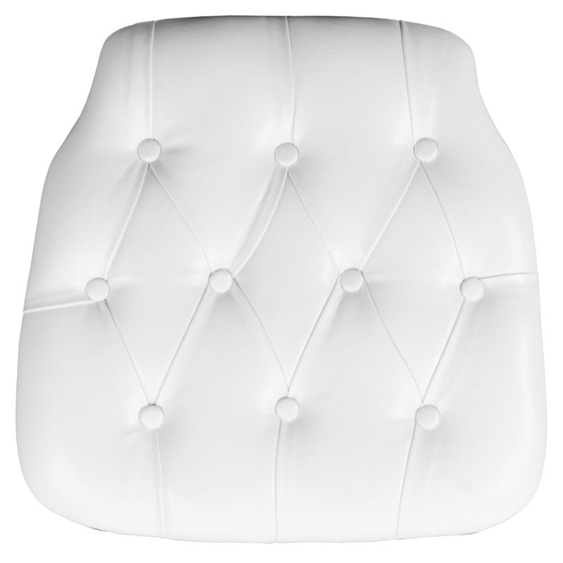 Bowery Hill Vinyl Faux Leather Tufted Chiavari Seat Cushion in White