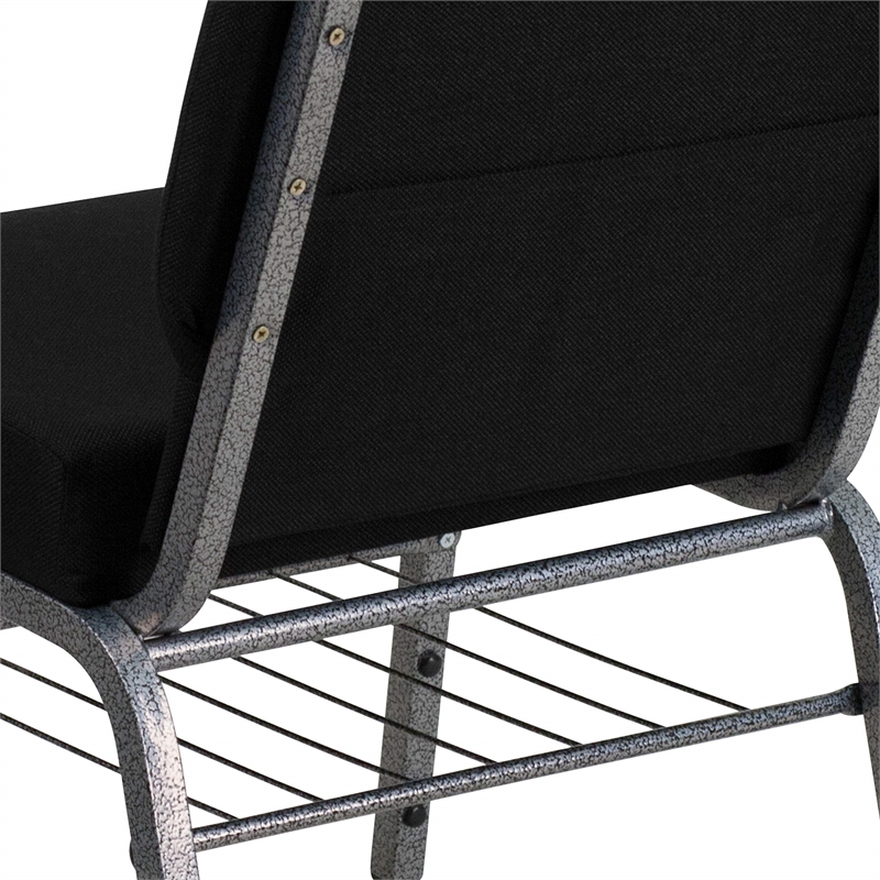 Bowery Hill Church Stacking Chair in Silver and Black