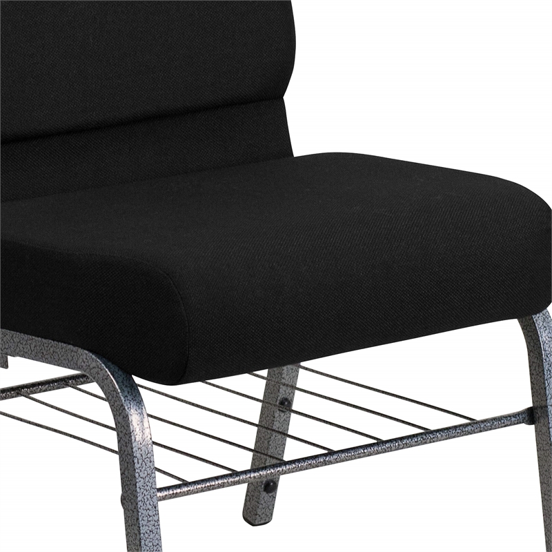 Bowery Hill Church Stacking Chair in Silver and Black