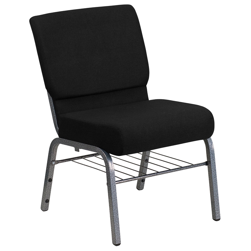 Bowery Hill Church Stacking Chair in Silver and Black
