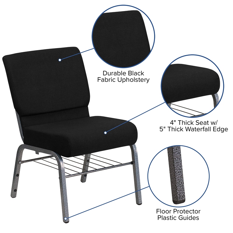 Bowery Hill Church Stacking Chair in Silver and Black