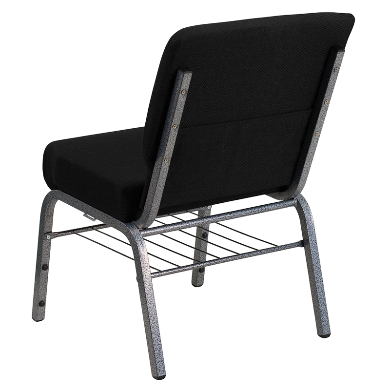 Bowery Hill Church Stacking Chair in Silver and Black