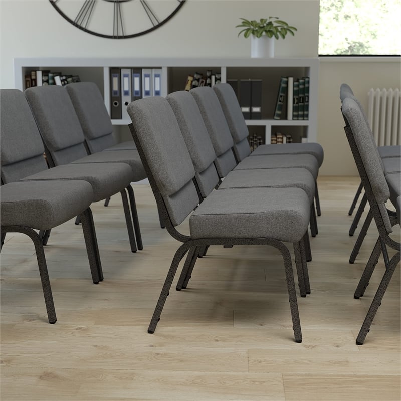 Bowery Hill Stacking Church Stacking Chair in Gray