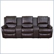 Bowery Hill 3 Seat Leather Reclining Home Theater Seating in Brown