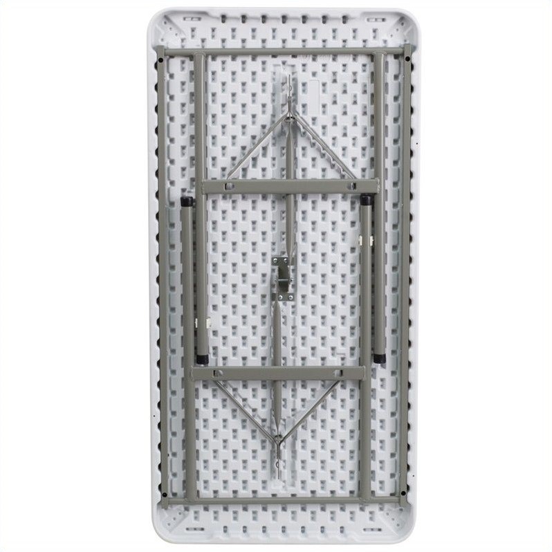 Bowery Hill Plastic Folding Table in White