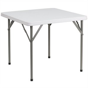 bowery hill square granite folding table in white