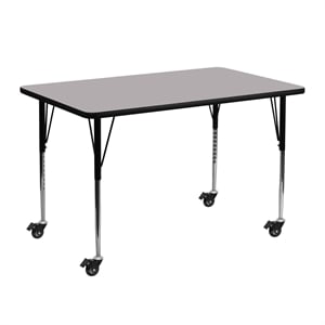 Bowery Hill 31&quot x 24&quot Thermal Fused Top Mobile Activity Table in Gray
