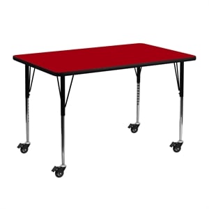 Bowery Hill 31&quot x 24&quot Thermal Fused Top Mobile Activity Table in Red
