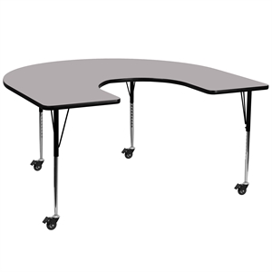 Bowery Hill 31&quot x 66&quot Horseshoe-Shaped Mobile Activity Table in Gray