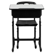 Bowery Hill Wood/Plastic Adjustable Height Classroom Desk in Black/Natural