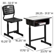 Bowery Hill Wood/Plastic Adjustable Height Classroom Desk in Black/Natural