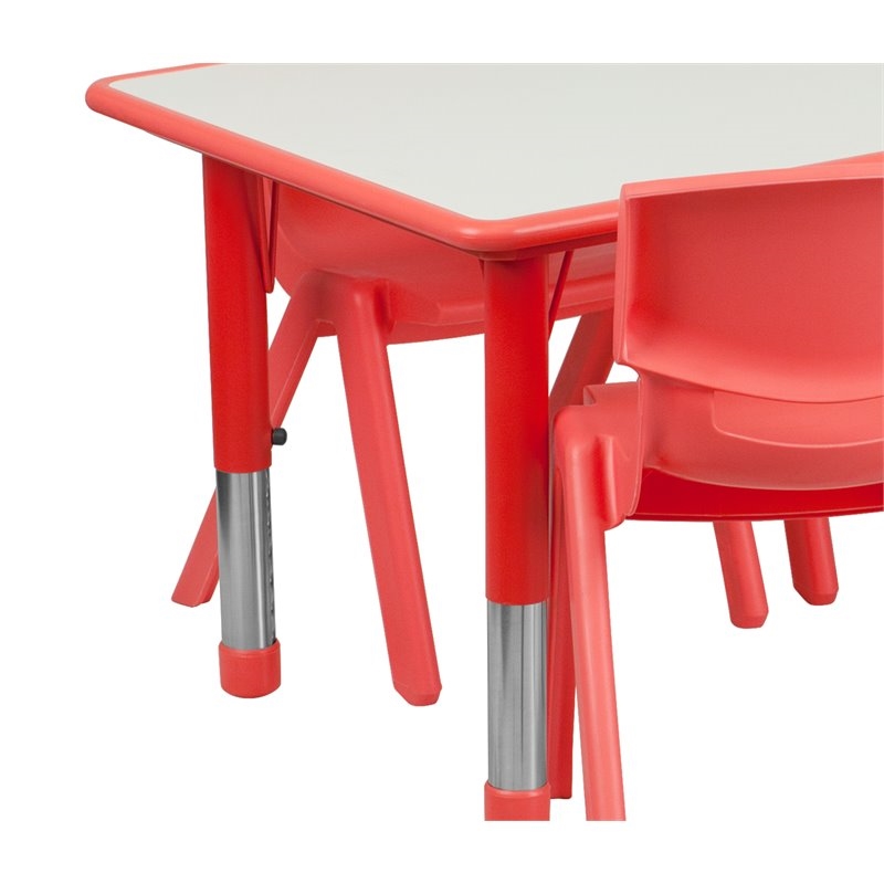 Bowery Hill Plastic Activity Table Set with 6 Stacking Chairs in Red