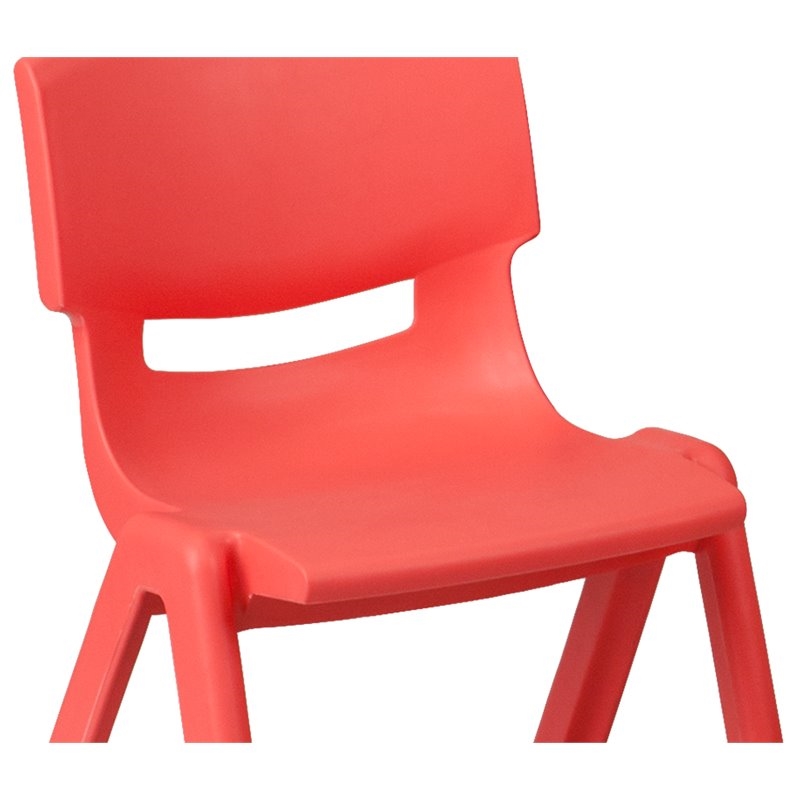 Bowery Hill Plastic Activity Table Set with 6 Stacking Chairs in Red