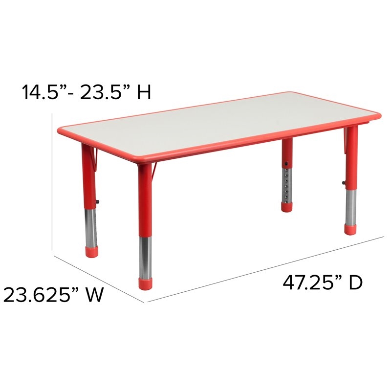 Bowery Hill Plastic Activity Table Set with 6 Stacking Chairs in Red