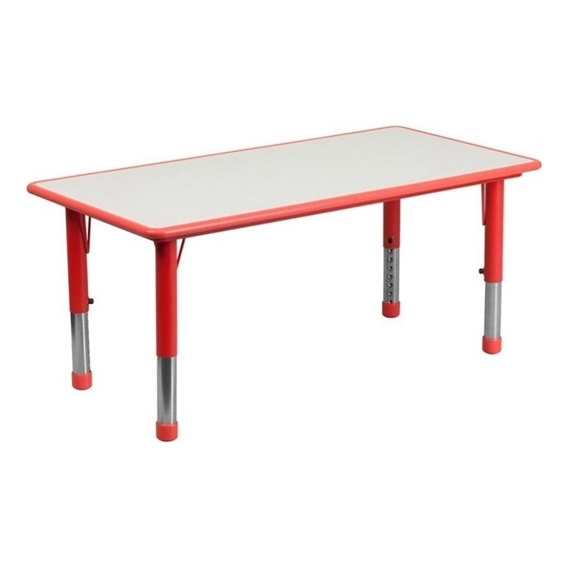Bowery Hill Plastic Rounded Corners Activity Table in Red/Gray