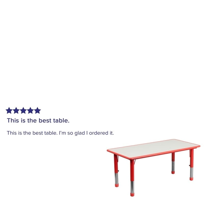 Bowery Hill Plastic Rounded Corners Activity Table in Red/Gray
