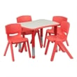 Bowery Hill Plastic/Steel Activity Table Set with 4 Stack Chairs in Red