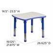 Bowery Hill Plastic Curved Rectangular Activity Table in Blue/Gray
