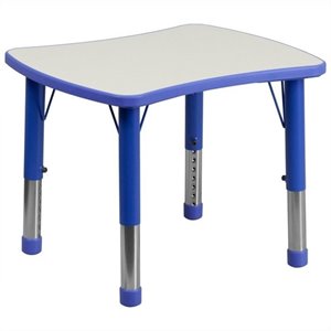 bowery hill curved rectangular plastic activity table in blue