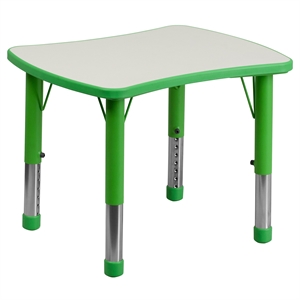 Bowery Hill Curved Rectangular Plastic Activity Table in Green