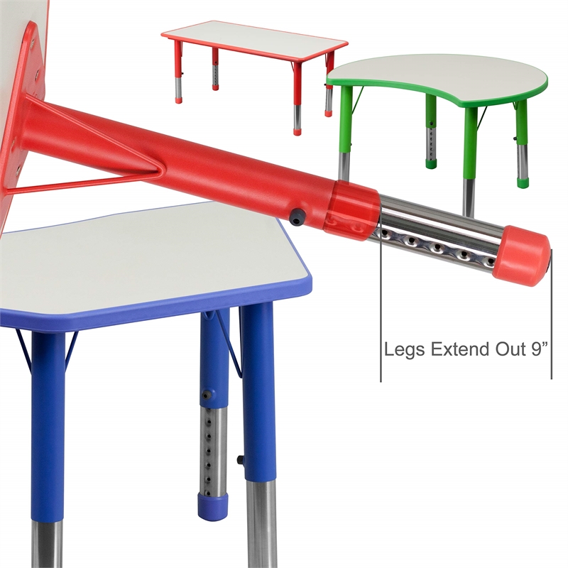Bowery Hill Curved Rectangular Plastic Activity Table in Green