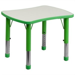 bowery hill curved rectangular plastic activity table in green