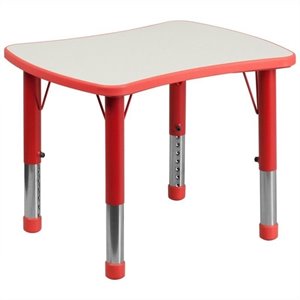 bowery hill curved rectangular plastic activity table in red