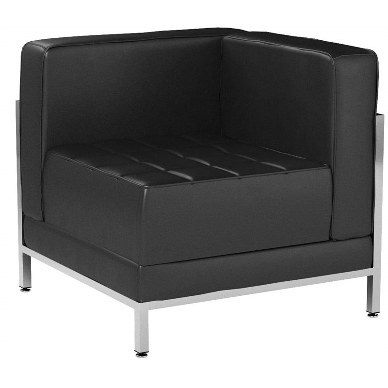 Bowery Hill 2-Pc Contemporary Stainless Steel Reception Configuration in Black