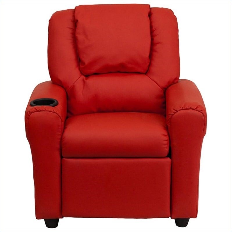 Bowery Hill Faux Leather Recliner in Red