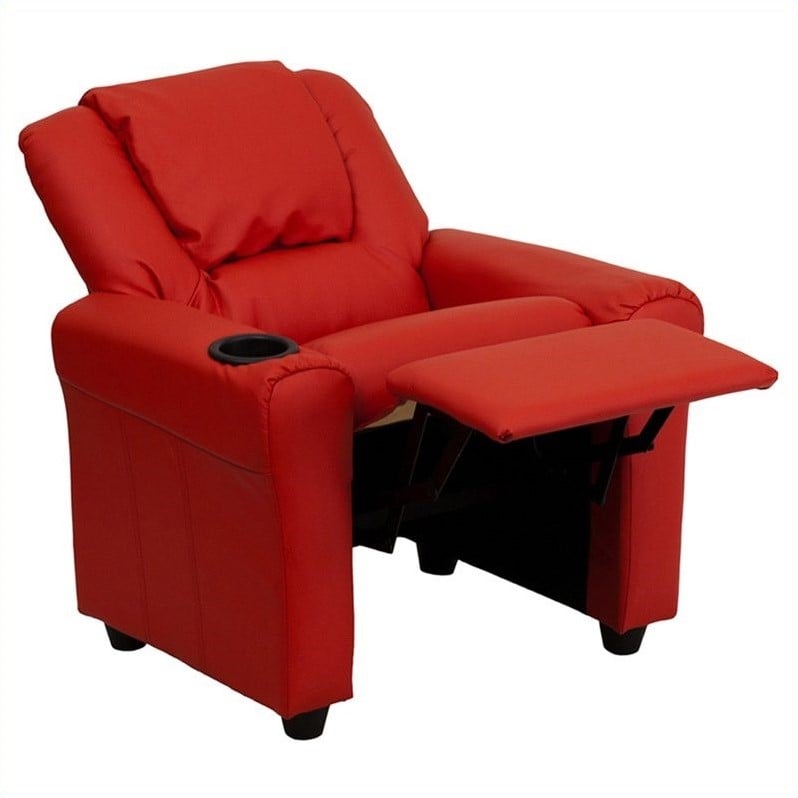 Bowery Hill Faux Leather Recliner in Red