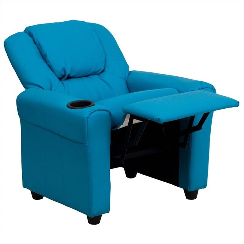 Bowery Hill Faux Leather Recliner in Turquoise