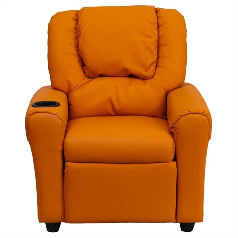 Bowery Hill Faux Leather Recliner in Orange