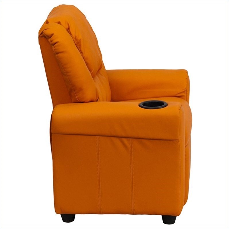 Bowery Hill Faux Leather Recliner in Orange