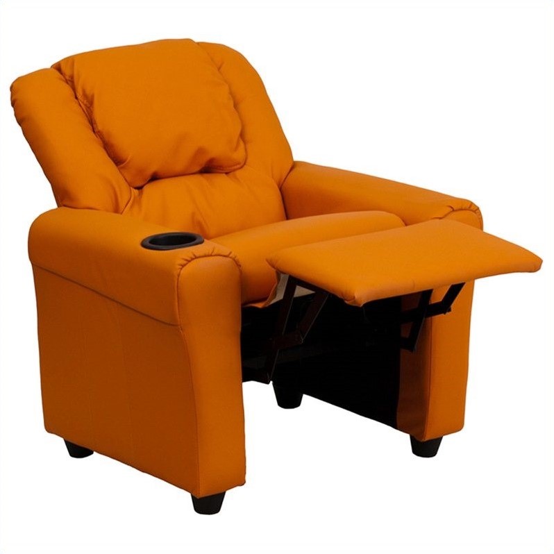 Bowery Hill Faux Leather Recliner in Orange