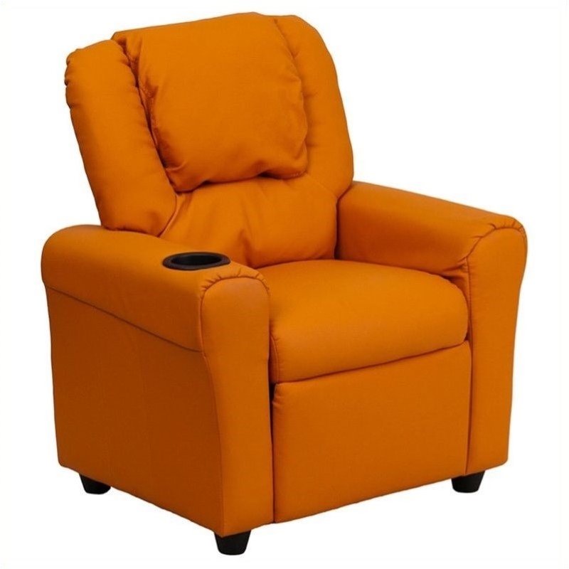 Bowery Hill Faux Leather Recliner in Orange