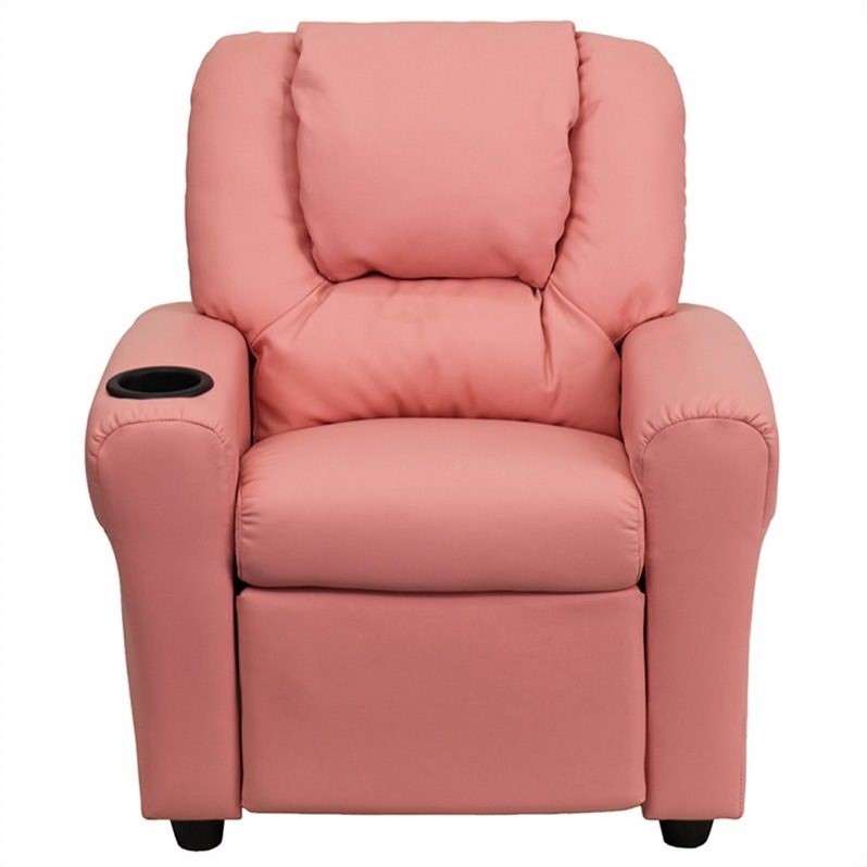 Bowery Hill Faux Leather Recliner in Pink