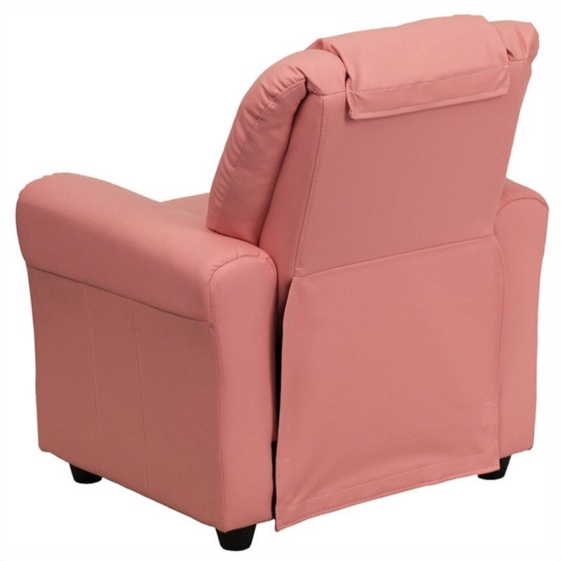 Bowery Hill Faux Leather Recliner in Pink