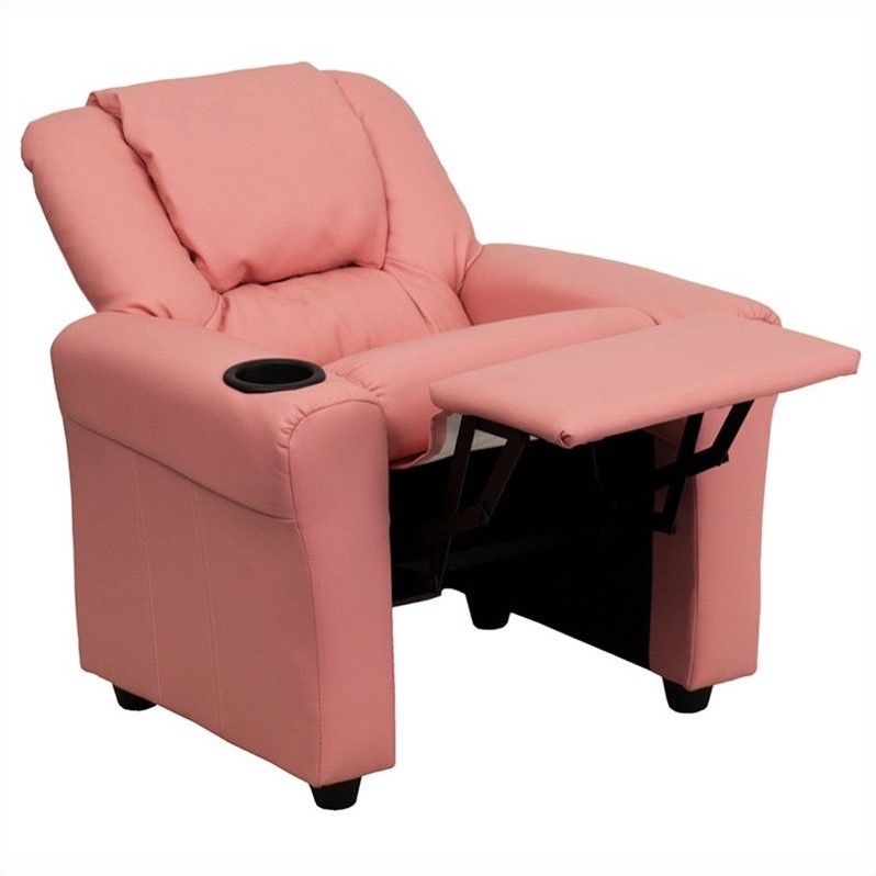 Bowery Hill Faux Leather Recliner in Pink