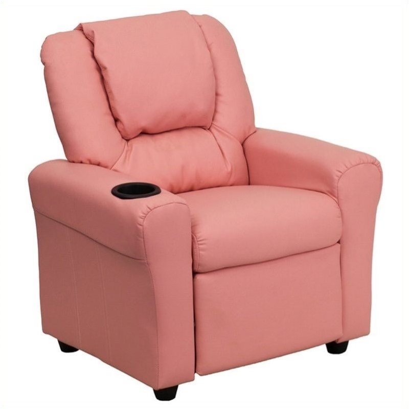 Bowery Hill Faux Leather Recliner in Pink