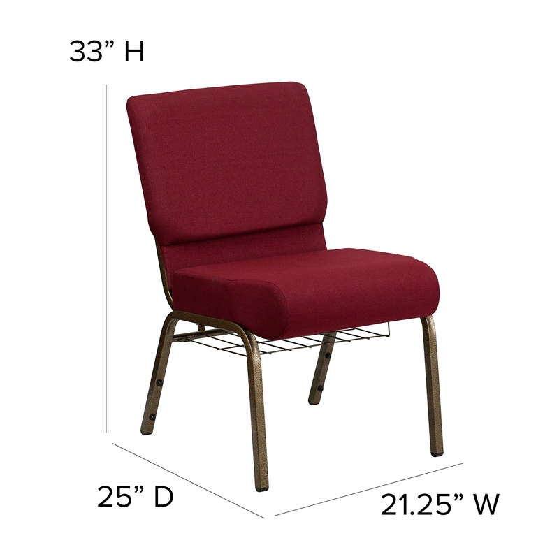 Bowery Hill Church Stacking Chair in Burgundy and Gold
