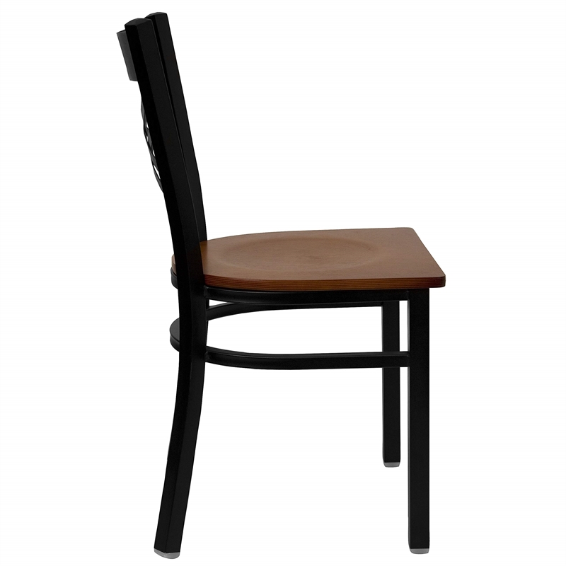Bowery Hill Black Back Metal Dining Chair in Cherry